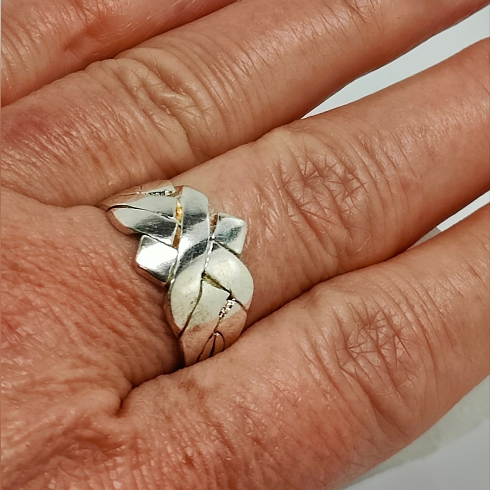 *SOLD* 4 Band Puzzle Ring - 925 Silver - Picture 2 of 3